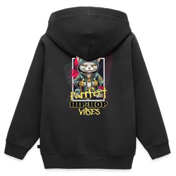 Katze Hip Hop Rap Rapper DJ Ghetto Crew Gangster - Kinder Premium Organic Zip Hoodie - Schwarz - Hinten - AI Model Kid Male (0cm)