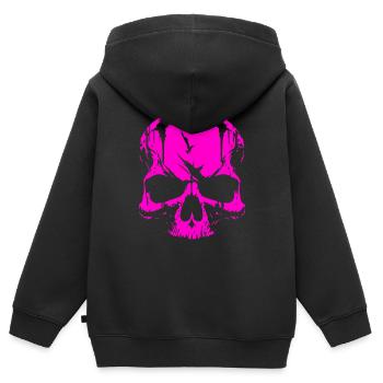 Pinker Skull Totenkopf - Kinder Premium Organic Zip Hoodie - Schwarz - Hinten - AI Model Kid Male (0cm)