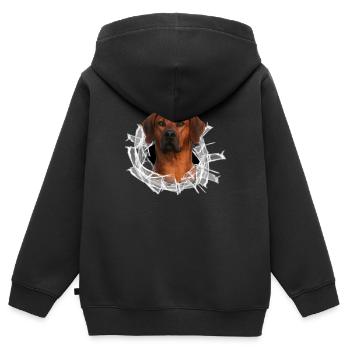 Rhodesian Ridgeback auf Glas - Kinder Premium Organic Zip Hoodie - Schwarz - Hinten - AI Model Kid Male (0cm)