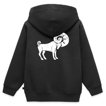 Sternzeichen Widder - Kinder Premium Organic Zip Hoodie - Schwarz - Hinten - AI Model Kid Male (0cm)