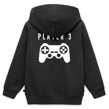Player 3 child - Kinder Premium Organic Zip Hoodie - Schwarz - Hinten - AI Model Kid Male (0cm)
