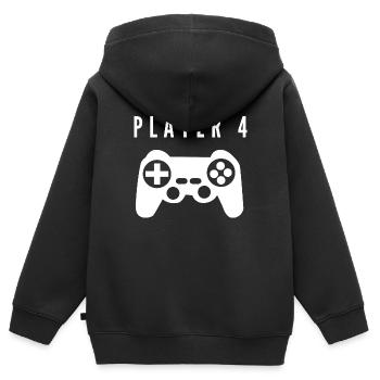Player 4 child - Kinder Premium Organic Zip Hoodie - Schwarz - Hinten - AI Model Kid Male (0cm)