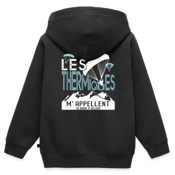 PARAGLIDING GLEITSCHIRM THERMIK Geschenk - Kinder Premium Organic Zip Hoodie - Schwarz - Hinten - AI Model Kid Male (0cm)