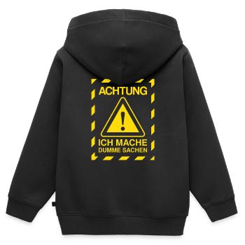 Tollpatsch Achtung Ich Mache Dumme Sachen - Kinder Premium Organic Zip Hoodie - Schwarz - Hinten - AI Model Kid Male (0cm)