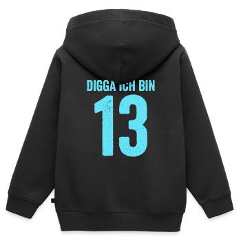 Blue Digga J’ai 13 ans garçon 13ème anniversaire - Sweat Premium à capuche zippé enfant bio - noir - Dos - AI Model Kid Male (0cm)