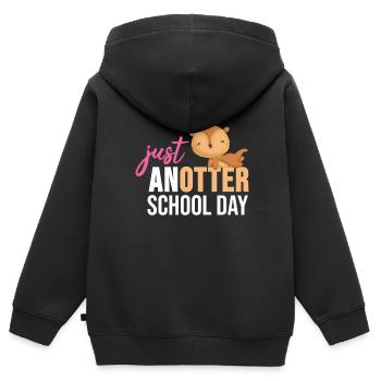 Otter shirt lac animal école écolière cadeau - Sweat Premium à capuche zippé enfant bio - noir - Dos - AI Model Kid Male (0cm)