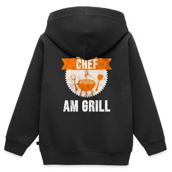 Grill T-Shirt Steak Griller Grillmeister Geschenk - Kinder Premium Organic Zip Hoodie - Schwarz - Hinten - AI Model Kid Male (0cm)