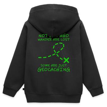 Géocachette Shirt Geocacher Gps Geocache Gift - Sweat Premium à capuche zippé enfant bio - noir - Dos - AI Model Kid Male (0cm)
