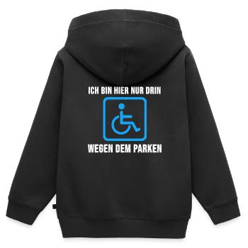 Rollstuhl Behinderung Behindert Sprüche Geschenk - Kinder Premium Organic Zip Hoodie - Schwarz - Hinten - AI Model Kid Male (0cm)