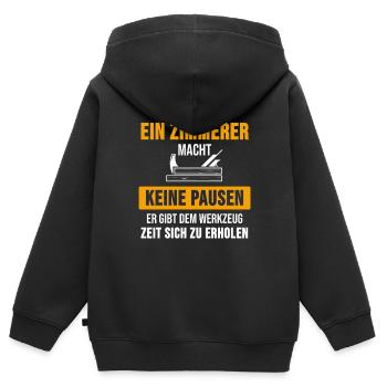 Zimmermann Zimmerer Zimmerei Lustiges Geschenk - Kinder Premium Organic Zip Hoodie - Schwarz - Hinten - AI Model Kid Male (0cm)