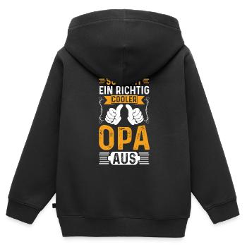 So Sieht Ein Richtig Cooler Opa Aus Geschenk - Kinder Premium Organic Zip Hoodie - Schwarz - Hinten - AI Model Kid Male (0cm)