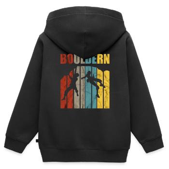 Bouldering fun cadeau de grimpeur fun boulderer - Sweat Premium à capuche zippé enfant bio - noir - Dos - AI Model Kid Male (0cm)