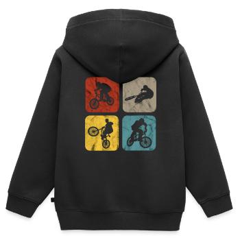 BMX Sprüche Radfahrer Biker Retro Stunt Geschenk - Kinder Premium Organic Zip Hoodie - Schwarz - Hinten - AI Model Kid Male (0cm)