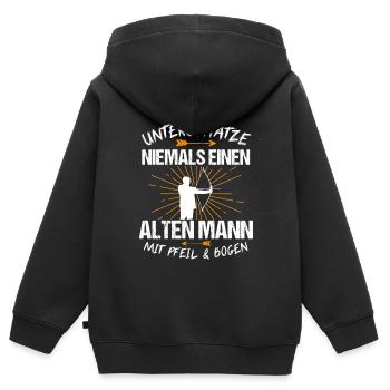 Bogensport Bogenschütze Bogenschießen Geschenk - Kinder Premium Organic Zip Hoodie - Schwarz - Hinten - AI Model Kid Male (0cm)