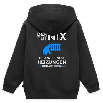 Heizungsbau Heizungsbauer Sanitär Heizung Geschenk - Kinder Premium Organic Zip Hoodie - Schwarz - Hinten - AI Model Kid Male (0cm)