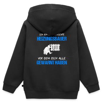 Heizungsbau Heizungsbauer Heizung Sanitär Geschenk - Kinder Premium Organic Zip Hoodie - Schwarz - Hinten - AI Model Kid Male (0cm)
