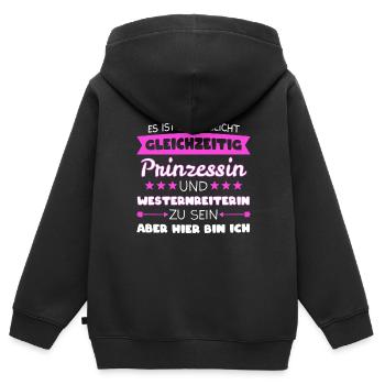 Westernreiten Westernreiter Pferd Western Geschenk - Kinder Premium Organic Zip Hoodie - Schwarz - Hinten - AI Model Kid Male (0cm)