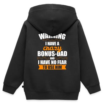 Papa bonus beau-père cadeau drôle papa bonus - Sweat Premium à capuche zippé enfant bio - noir - Dos - AI Model Kid Male (0cm)