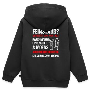 Pyro Feuerwerker Sprüche Geschenk - Kinder Premium Organic Zip Hoodie - Schwarz - Hinten - AI Model Kid Male (0cm)