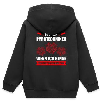 Pyro Feuerwerker Spruch Geschenk - Kinder Premium Organic Zip Hoodie - Schwarz - Hinten - AI Model Kid Male (0cm)