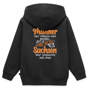 Sachsen Dresden Ostalgie Geschenk - Kinder Premium Organic Zip Hoodie - Schwarz - Hinten - AI Model Kid Male (0cm)