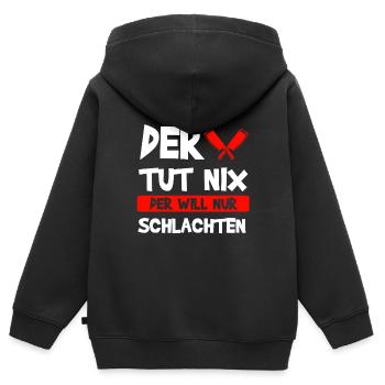 Fleischer Fleisch Metzger Geschenk - Kinder Premium Organic Zip Hoodie - Schwarz - Hinten - AI Model Kid Male (0cm)