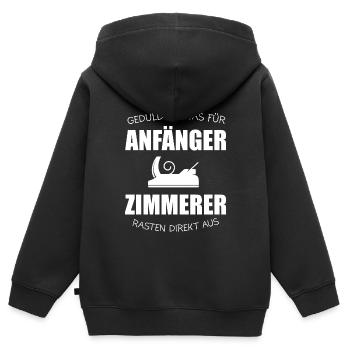 Zimmerer Zimmerei Zimmermann Geschenk - Kinder Premium Organic Zip Hoodie - Schwarz - Hinten - AI Model Kid Male (0cm)