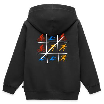 Triathlon triathlète triathlètes cadeau - Sweat Premium à capuche zippé enfant bio - noir - Dos - AI Model Kid Male (0cm)