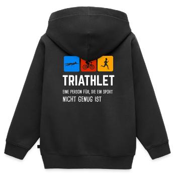 Triathlon Triathlet Triathleten Geschenk - Kinder Premium Organic Zip Hoodie - Schwarz - Hinten - AI Model Kid Male (0cm)