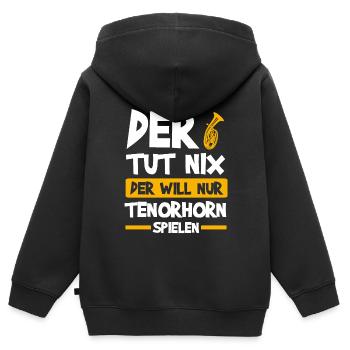 Tenorhorn Tenor Horn Tenorhornist Geschenk - Kinder Premium Organic Zip Hoodie - Schwarz - Hinten - AI Model Kid Male (0cm)
