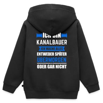 Kanalbauer Kanalbau Tiefbau Geschenk - Kinder Premium Organic Zip Hoodie - Schwarz - Hinten - AI Model Kid Male (0cm)