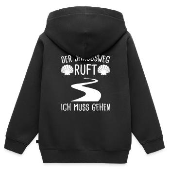 Jakobsweg Pilger Pilgern Geschenk - Kinder Premium Organic Zip Hoodie - Schwarz - Hinten - AI Model Kid Male (0cm)