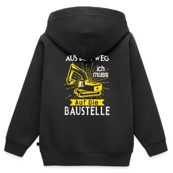 Baustelle Bagger Baggerfahrer Geschenk - Kinder Premium Organic Zip Hoodie - Schwarz - Hinten - AI Model Kid Male (0cm)
