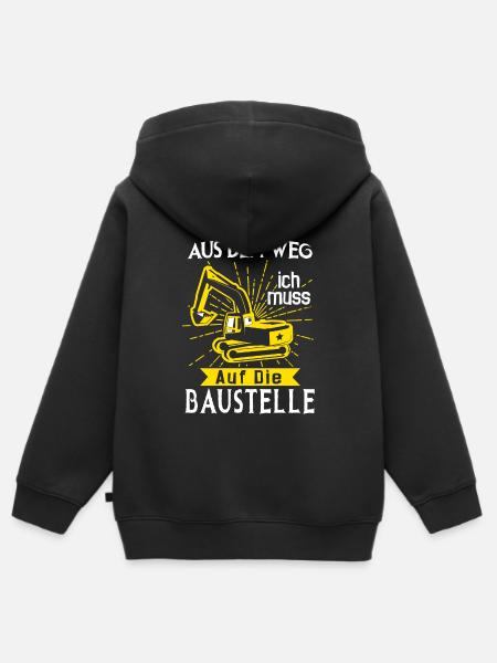 Baustelle Bagger Baggerfahrer Geschenk - Kinder Premium Organic Zip Hoodie - Schwarz