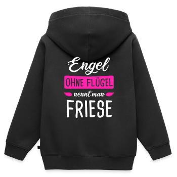 Friese Friesenpferd Friesen Geschenk - Kinder Premium Organic Zip Hoodie - Schwarz - Hinten - AI Model Kid Male (0cm)