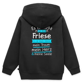 Friese Friesenpferd Friesen Geschenk - Kinder Premium Organic Zip Hoodie - Schwarz - Hinten - AI Model Kid Male (0cm)