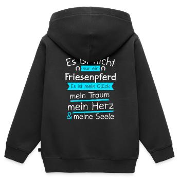 Friesenpferd Friesen Friese Geschenk - Kinder Premium Organic Zip Hoodie - Schwarz - Hinten - AI Model Kid Male (0cm)