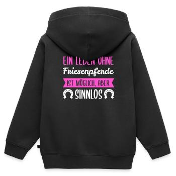 Friesenpferd Friesen Friese Geschenk - Kinder Premium Organic Zip Hoodie - Schwarz - Hinten - AI Model Kid Male (0cm)