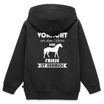 Friese Friesen Friesenpferd Geschenk - Kinder Premium Organic Zip Hoodie - Schwarz - Hinten - AI Model Kid Male (0cm)