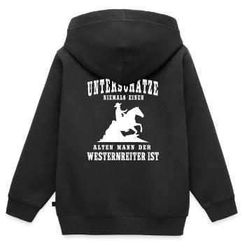 Westernreiter Westernreiten Sliding Geschenk - Kinder Premium Organic Zip Hoodie - Schwarz - Hinten - AI Model Kid Male (0cm)