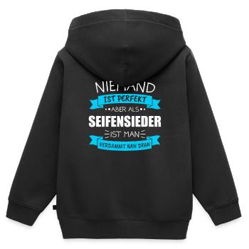 Seifen Selbst Machen Seifenherstellung Seife - Kinder Premium Organic Zip Hoodie - Schwarz - Hinten - AI Model Kid Male (0cm)