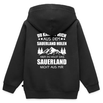 Sauerland Nordrhein-Westfalen Sauerländer Geschenk - Kinder Premium Organic Zip Hoodie - Schwarz - Hinten - AI Model Kid Male (0cm)