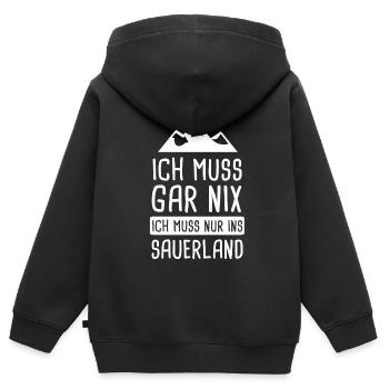 Sauerland Nordrhein-Westfalen Sauerländer Geschenk - Kinder Premium Organic Zip Hoodie - Schwarz - Hinten - AI Model Kid Male (0cm)