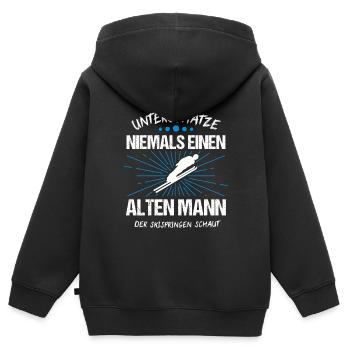 Skispringen Skispringer Skifliegen Geschenk - Kinder Premium Organic Zip Hoodie - Schwarz - Hinten - AI Model Kid Male (0cm)