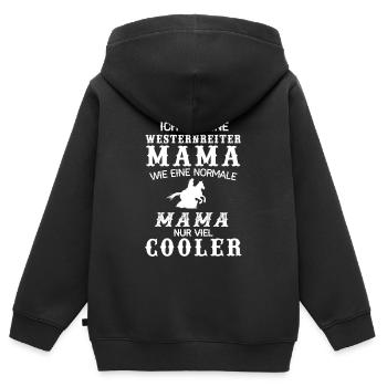 Westernreiter Mama Westernreiten Reining Geschenk - Kinder Premium Organic Zip Hoodie - Schwarz - Hinten - AI Model Kid Male (0cm)