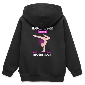 Handstand Turnen Turner Geschenk - Kinder Premium Organic Zip Hoodie - Schwarz - Hinten - AI Model Kid Male (0cm)