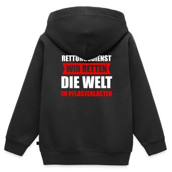 Rettungsdienst Rettungssanitäter Sanitäter - Kinder Premium Organic Zip Hoodie - Schwarz - Hinten - AI Model Kid Male (0cm)