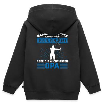 Bogenschütze Opa Bogenschießen Bogenschiessen - Kinder Premium Organic Zip Hoodie - Schwarz - Hinten - AI Model Kid Male (0cm)