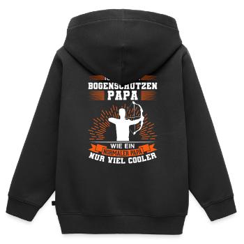 Bogenschütze Papa Bogenschießen Bogenschiessen - Kinder Premium Organic Zip Hoodie - Schwarz - Hinten - AI Model Kid Male (0cm)