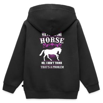 Cadeau équestre cavalier - Sweat Premium à capuche zippé enfant bio - noir - Dos - AI Model Kid Male (0cm)